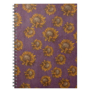 Caderno Espiral Girassol rústico roxo da ameixa dos girassóis do