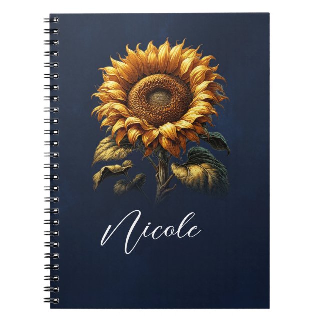 Caderno Espiral Girassol Sun Rustic Azul (Frente)
