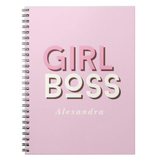 Caderno Espiral Girl Boss Retro Minimal Pink Notebook
