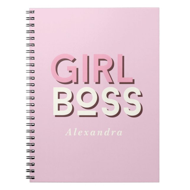 Caderno Espiral Girl Boss Retro Minimal Pink Notebook (Frente)