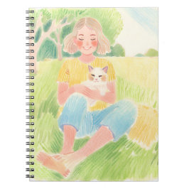Caderno Espiral Girl hugging a cat