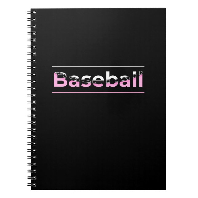 Caderno Espiral Girls Baseball - Tipografia Geométrica Rosa (Frente)