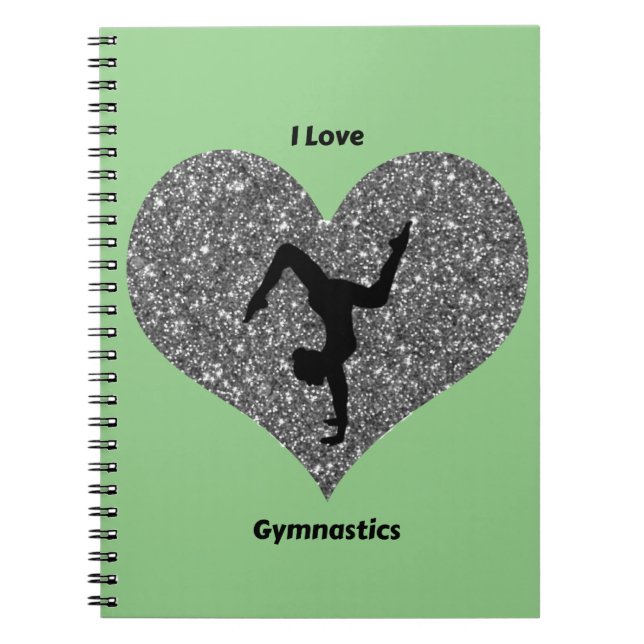 Caderno Espiral Girls Green I Love Gymnastics Spiral Notebook (Frente)