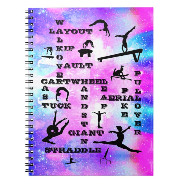 Caderno Espiral Girls Gymnastics Skilds Gymnast Crosswords (Frente)