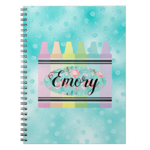 Caderno Espiral Girls Pastel Watercolor Floral Crayon