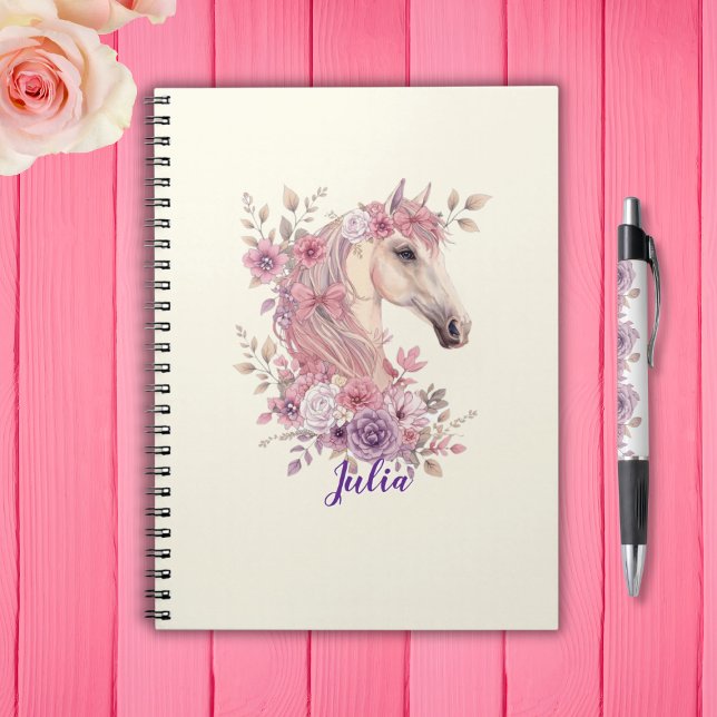 Caderno Espiral Girls Pretty Ponies Pastel Floral Horse (Criador carregado)