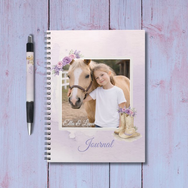 Caderno Espiral Girls Purple Floral Horse (Criador carregado)