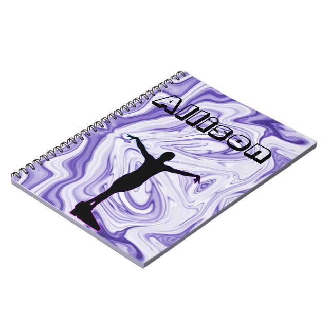 Caderno Espiral Girls Purple White Marble Balance Gymnastics (Left Side)