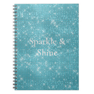 Caderno Espiral Girly Aqua Blue Glitzy Sparkle