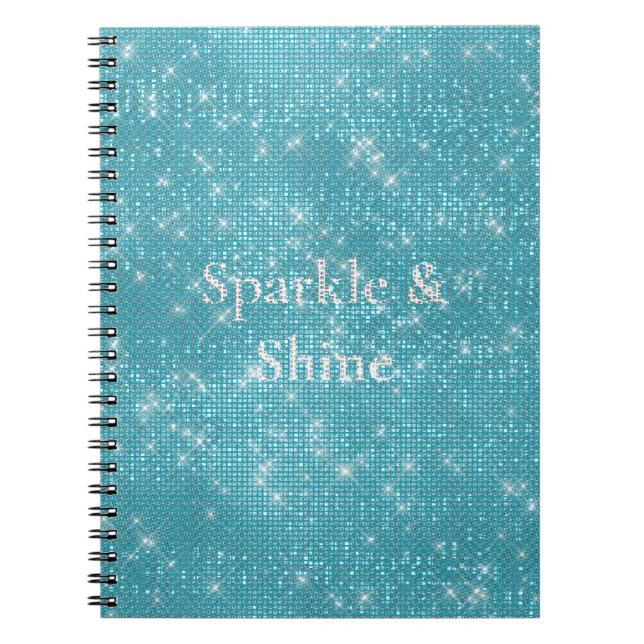 Caderno Espiral Girly Aqua Blue Glitzy Sparkle (Frente)