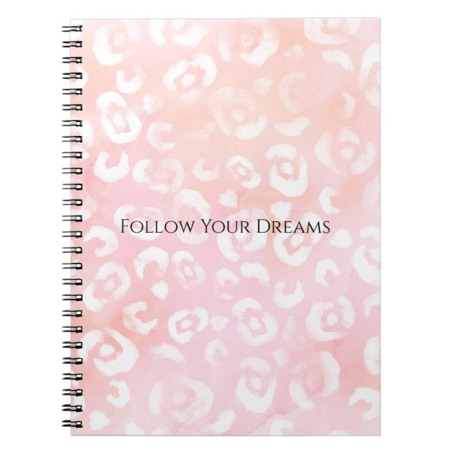 Caderno Espiral Girly Blush Pink White Leopard Animal  (Frente)