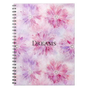 Caderno Espiral Girly Blush Rosa Chic Lavanda Floral  