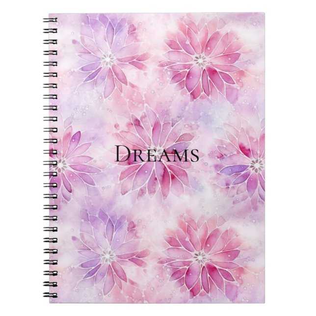 Caderno Espiral Girly Blush Rosa Chic Lavanda Floral   (Frente)
