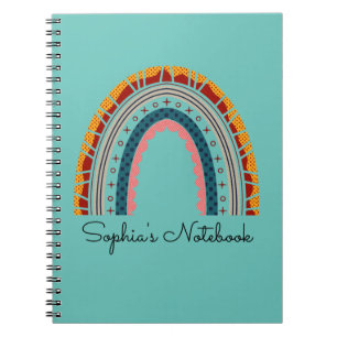 Caderno Espiral Girly Boho Rainbow de volta à composição da escola