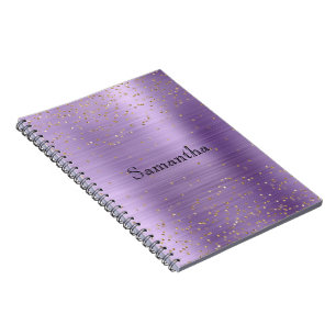 Caderno Espiral Girly Glam Dourado Sparkle Purple Confetti