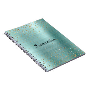 Caderno Espiral Girly Mint Glam Dourado Sparkle Purple Confetti