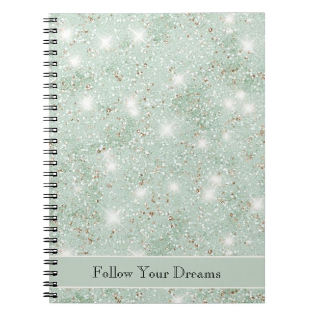 Caderno Espiral Girly Mint Glitter Dreams (Frente)