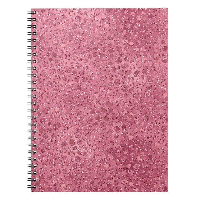 Caderno Espiral Girly Pink Glitter Leopard (Frente)