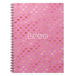Caderno Espiral Girly Pink Red Hearts Ombre