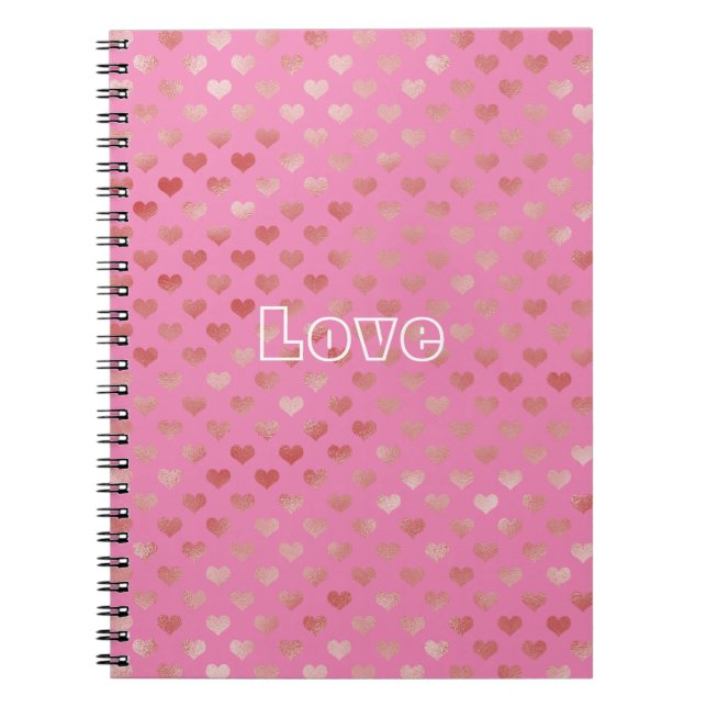 Caderno Espiral Girly Pink Red Hearts Ombre (Frente)