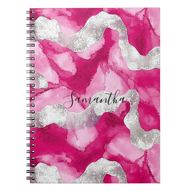 Caderno Espiral Girly Pink White Abstrato (Frente)