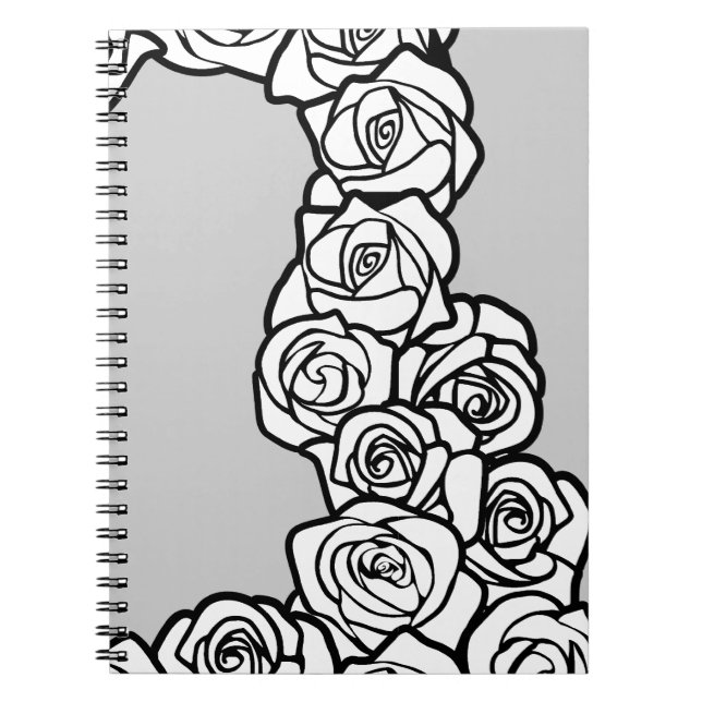 Caderno Espiral Girly Vintage - rosas brancas (Frente)