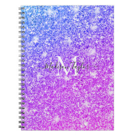 Caderno Espiral Giry Purple e Pink Glitter Monographic Name