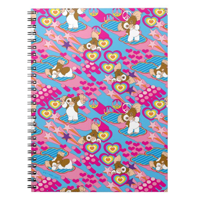 Caderno Espiral Gizmo | Pink Peace & Love Pattern (Frente)