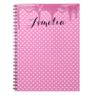 Caderno Espiral Glacé rosa no Bolinhas