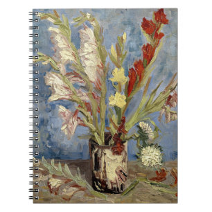 Caderno Espiral Gladioli e China Asters   Vincent van Gogh