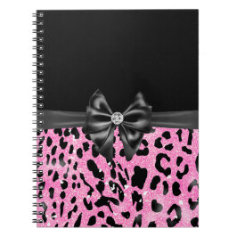 Caderno Espiral Glam Black Diamond Link Link Arco Leopardo Luminos