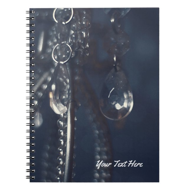 Caderno Espiral Glam Chic Romântico de Cristal Azul e Elegante (Frente)