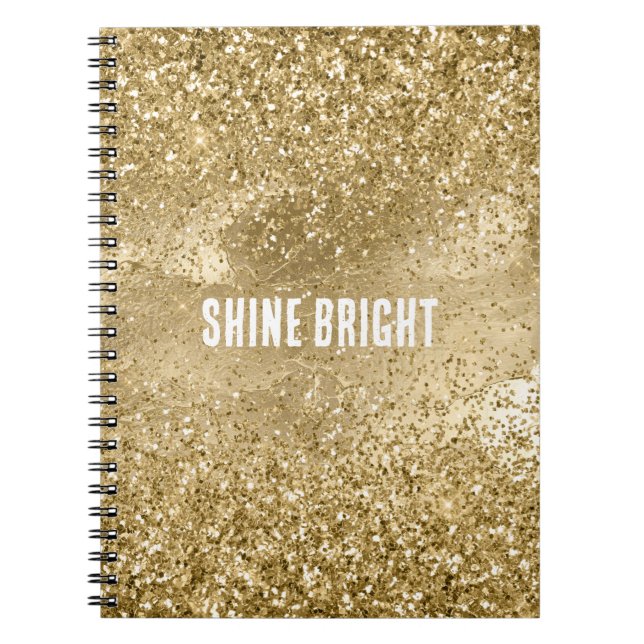 Caderno Espiral Glam Dourado Glitter (Frente)