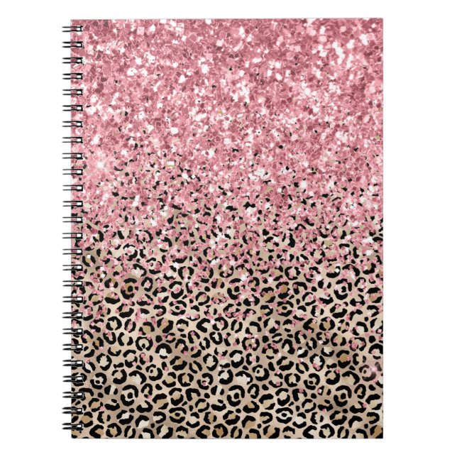 Caderno Espiral Glam Dourado Leopard Imprima Link (Frente)