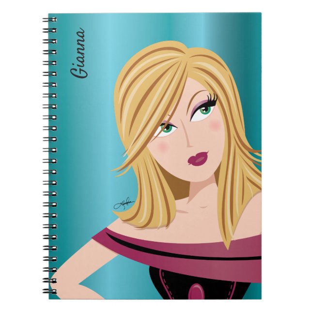 Caderno Espiral Glam Girl Sassy Attitude Loira Personalizada (Frente)