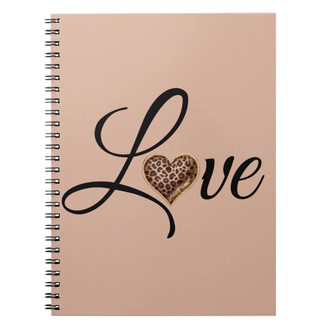 Caderno Espiral Glam Leopard Heart Love Design (Frente)