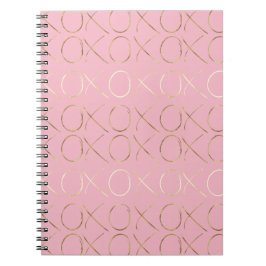 Caderno Espiral Glam Menino Rosa Dourado XOXO