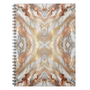Caderno Espiral Glam Rosa Dourado Luxuoso Tendência Mármore Borbol