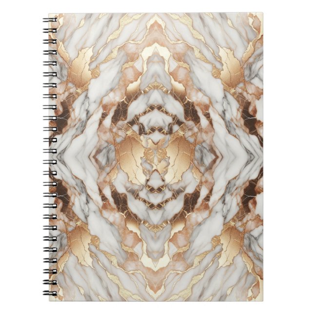 Caderno Espiral Glam Rosa Dourado Luxurista Trendy Marble (Frente)