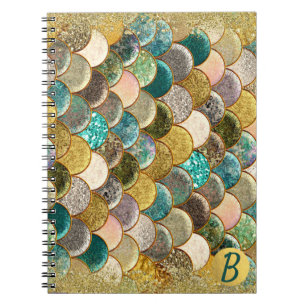 Caderno Espiral Glam Sereid Escala Monograma do Mar de Várias Core