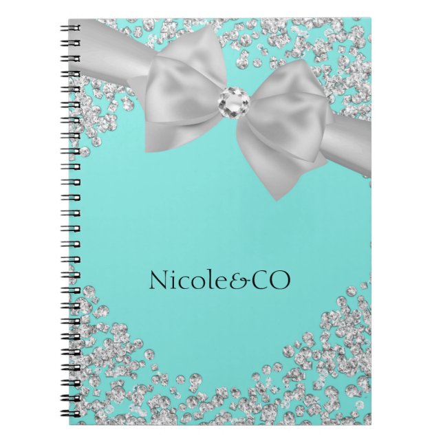Caderno Espiral Glama de Ouros de Arco Branco Azul Grande Personal (Frente)