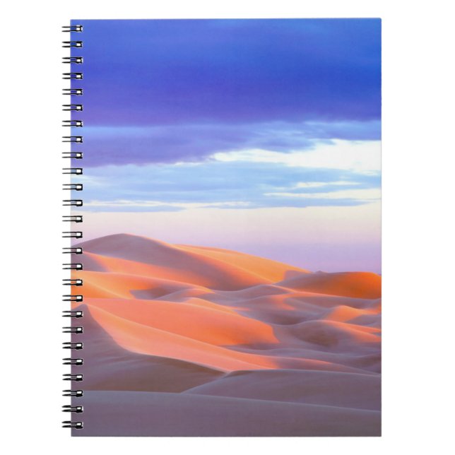 Caderno Espiral Glamis Sand Dunes no pôr do sol (Frente)