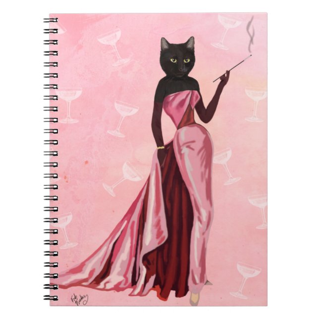 Caderno Espiral Glamor Cat em rosa (Frente)