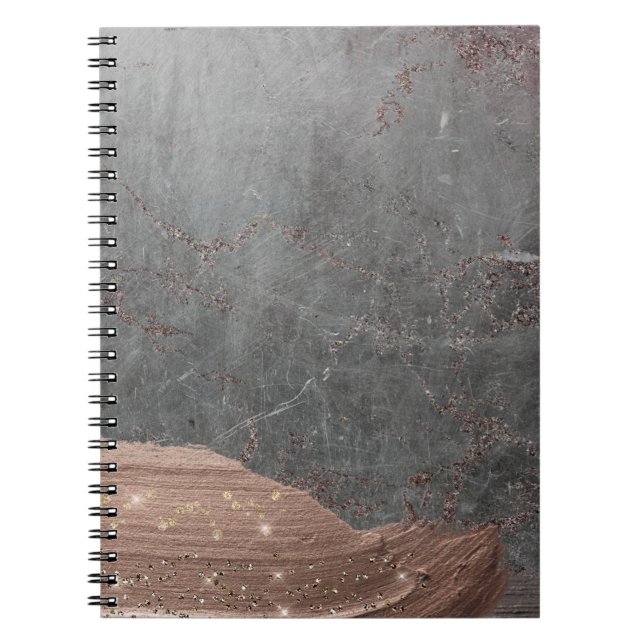 Caderno Espiral Glamor de Cobre estrias na Cinza (Frente)