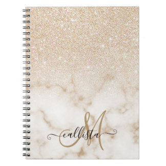 Caderno Espiral Glamoroso Ombro Dourado de Gradiente de Mármore Br