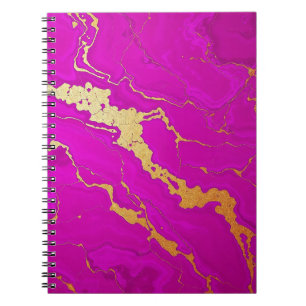 Caderno Espiral Glamoroso, rosa e Dourado mármore