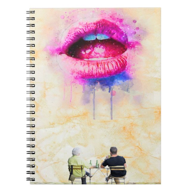 Caderno Espiral  Glamorous Pink Lip Illustration (Frente)