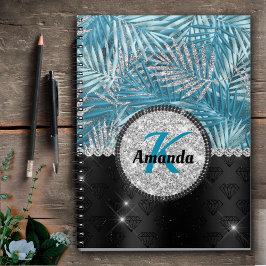 Caderno Espiral Glitter aquoso de turquesa cúbica cúbica deixa mon