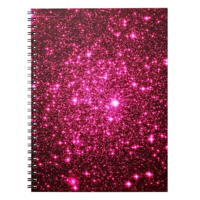 Caderno Espiral Glitter Astral Rosa Quente (Frente)