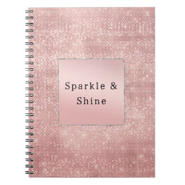 Caderno Espiral Glitter Castanho Rosa Dourado